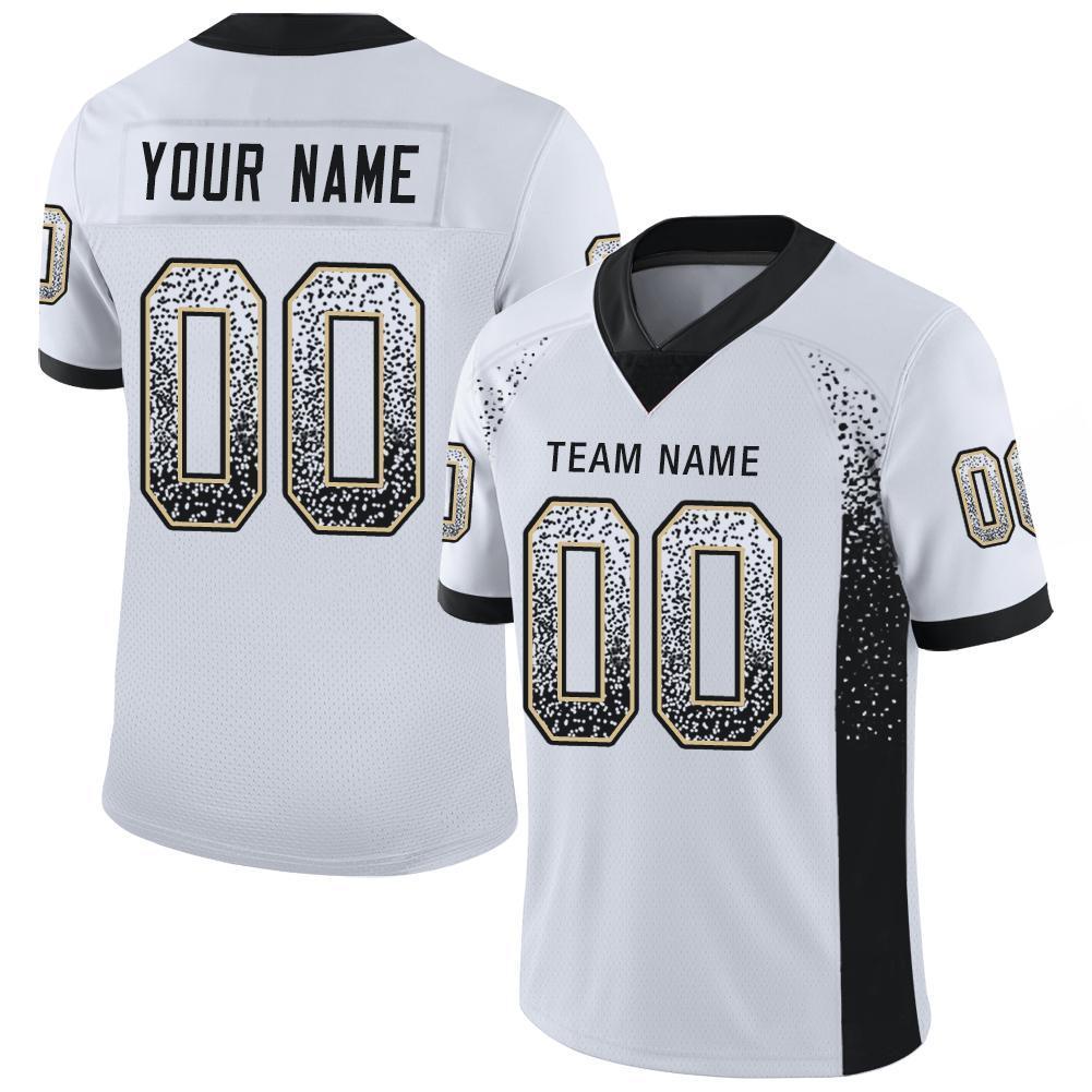 Custom White Black-Vegas Gold Mesh Drift Fashion Football Jersey
