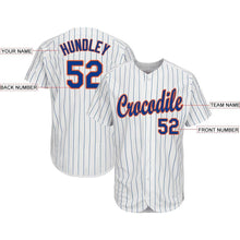 Load image into Gallery viewer, Custom White Royal Pinstripe Royal-Orange Baseball Jersey
