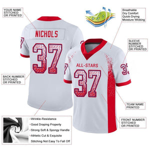 Custom White Scarlet-Royal Mesh Drift Fashion Football Jersey