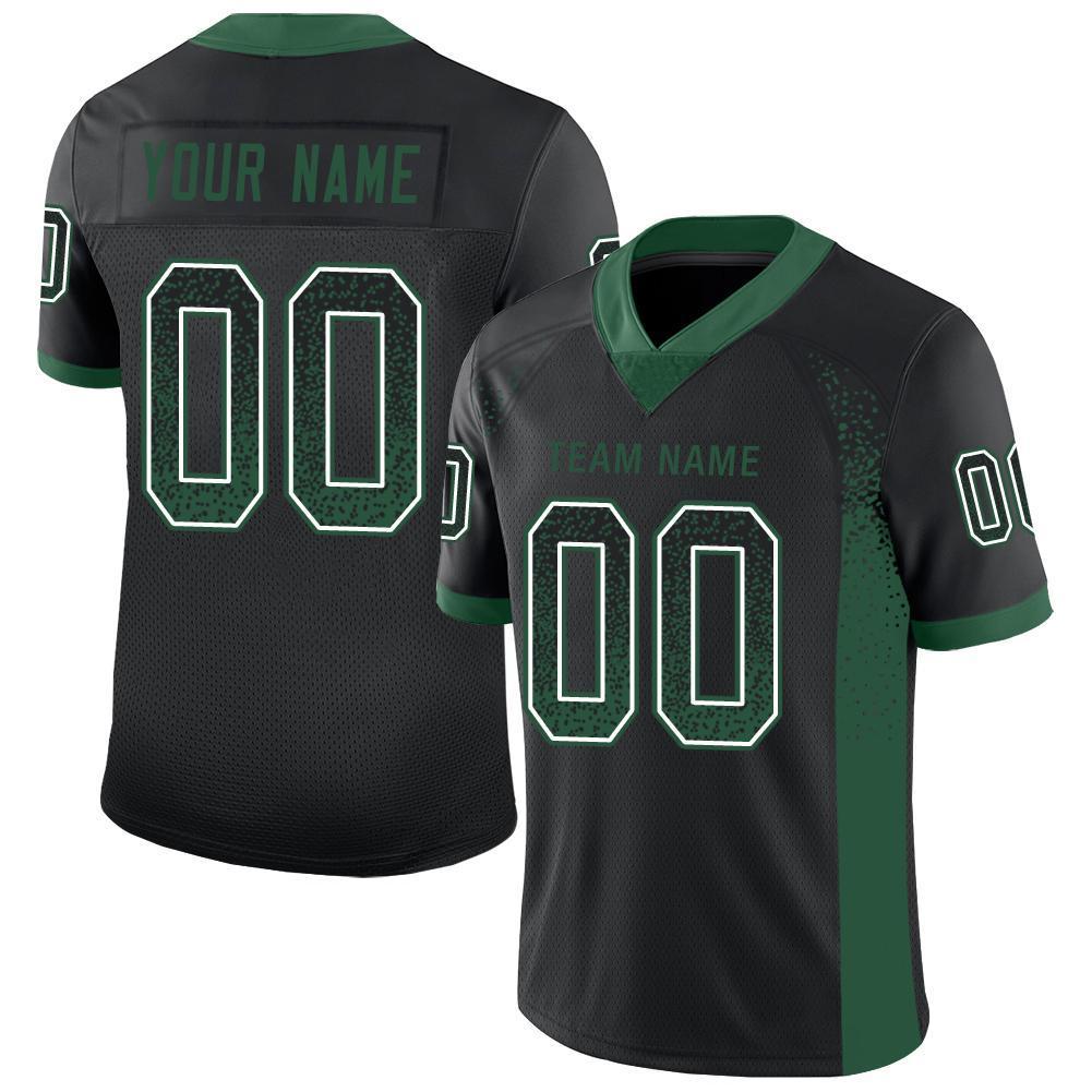 Custom Black Gotham Green-White Mesh Drift Fashion Football Jersey