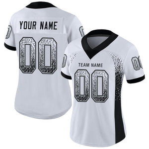 Custom White Black-Silver Mesh Drift Fashion Football Jersey