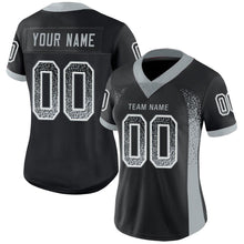 Load image into Gallery viewer, Custom Black Silver-White Mesh Drift Fashion Football Jersey
