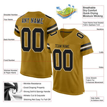 Load image into Gallery viewer, Custom Old Gold Black-White Mesh Authentic Football Jersey - Fcustom
