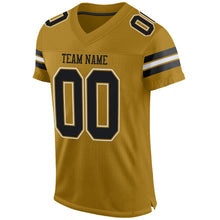 Load image into Gallery viewer, Custom Old Gold Black-White Mesh Authentic Football Jersey - Fcustom
