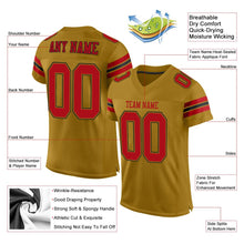 Load image into Gallery viewer, Custom Old Gold Red-Black Mesh Authentic Football Jersey - Fcustom
