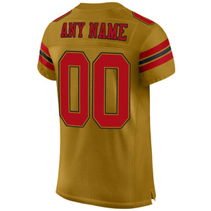 Custom Old Gold Red-Black Mesh Authentic Football Jersey - Fcustom