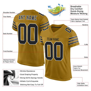 Custom Old Gold Black-White Mesh Authentic Football Jersey - Fcustom
