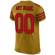 Load image into Gallery viewer, Custom Old Gold Red-Black Mesh Authentic Football Jersey - Fcustom
