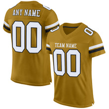 Load image into Gallery viewer, Custom Old Gold White-Black Mesh Authentic Football Jersey
