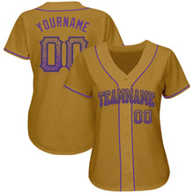 Load image into Gallery viewer, Custom Old Gold Purple-Black Authentic Drift Fashion Baseball Jersey
