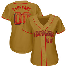 Load image into Gallery viewer, Custom Old Gold Red-Black Authentic Drift Fashion Baseball Jersey
