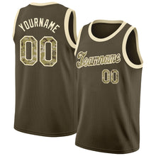 Load image into Gallery viewer, Custom Olive Camo-Cream Round Neck Rib-Knit Salute To Service Basketball Jersey
