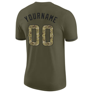 Custom Olive Camo-Black Performance Salute To Service T-Shirt