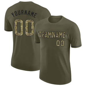 Custom Olive Camo-Black Performance Salute To Service T-Shirt