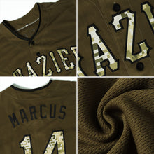 Load image into Gallery viewer, Custom Olive Camo-City Cream Authentic Salute To Service Baseball Jersey
