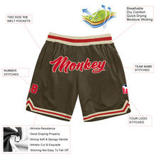 Load image into Gallery viewer, Custom Olive Red-Cream Authentic Throwback Salute To Service Basketball Shorts
