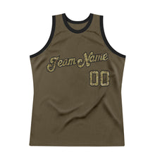 Load image into Gallery viewer, Custom Olive Camo-Black Authentic Throwback Salute To Service Basketball Jersey
