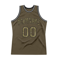 Load image into Gallery viewer, Custom Olive Camo-Black Authentic Throwback Salute To Service Basketball Jersey
