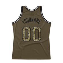 Load image into Gallery viewer, Custom Olive Camo-Black Authentic Throwback Salute To Service Basketball Jersey
