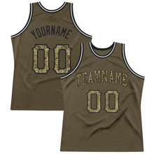 Load image into Gallery viewer, Custom Olive Camo-Black Authentic Throwback Salute To Service Basketball Jersey
