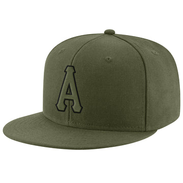 Custom Olive Olive-Black Stitched Adjustable Snapback Salute To Service Hat