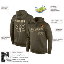 Load image into Gallery viewer, Custom Stitched Olive Olive-Cream Sports Pullover Sweatshirt Salute To Service Hoodie
