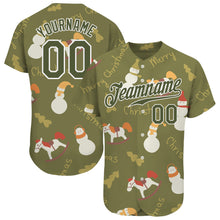 Load image into Gallery viewer, Custom Olive Olive-White Christmas 3D Authentic Salute To Service Baseball Jersey
