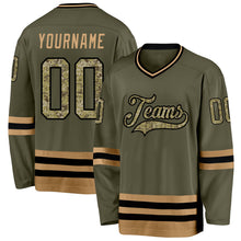 Load image into Gallery viewer, Custom Olive Camo-Old Gold Salute To Service Hockey Jersey
