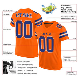 Custom Orange Royal-White Mesh Authentic Football Jersey - Fcustom