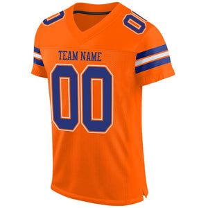 Custom Orange Royal-White Mesh Authentic Football Jersey - Fcustom