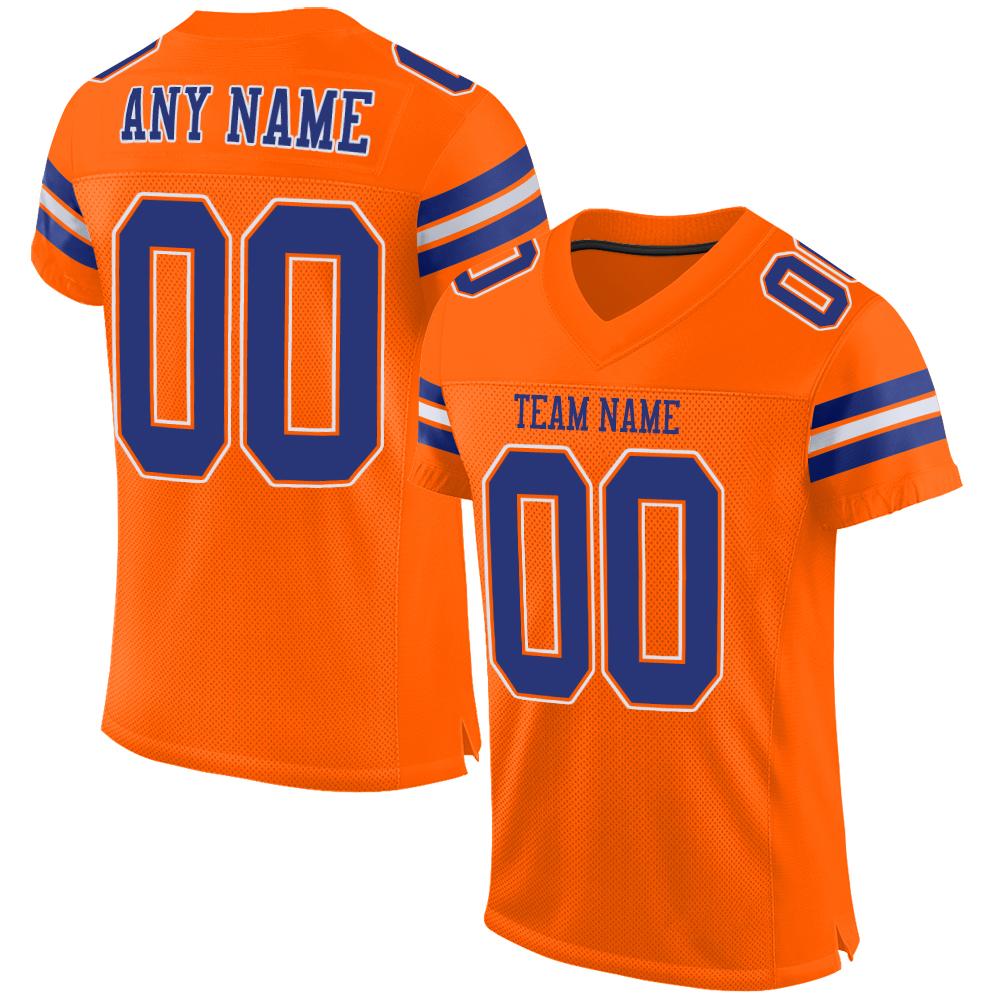 Custom Orange Royal-White Mesh Authentic Football Jersey - Fcustom