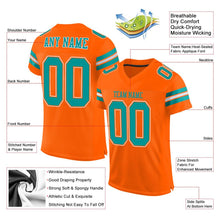 Load image into Gallery viewer, Custom Orange Aqua-White Mesh Authentic Football Jersey - Fcustom
