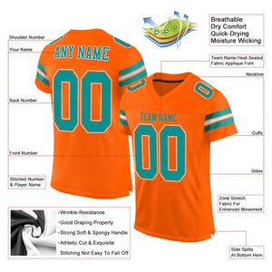 Custom Orange Aqua-White Mesh Authentic Football Jersey - Fcustom