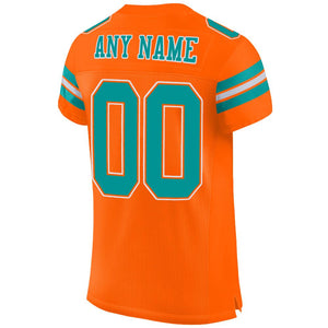 Custom Orange Aqua-White Mesh Authentic Football Jersey - Fcustom