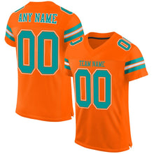 Load image into Gallery viewer, Custom Orange Aqua-White Mesh Authentic Football Jersey - Fcustom
