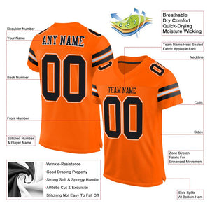 Custom Orange Black-White Mesh Authentic Football Jersey - Fcustom