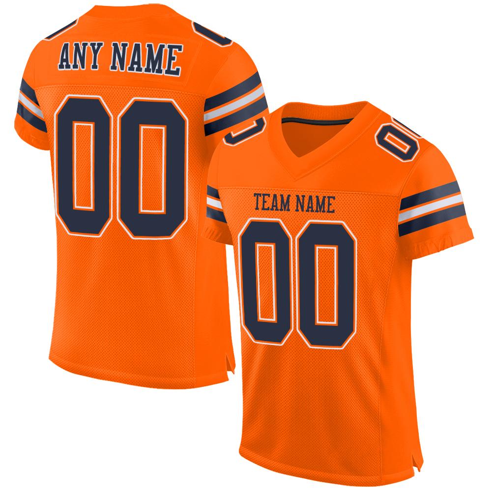 Custom Orange Navy-White Mesh Authentic Football Jersey - Fcustom