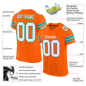 Custom Orange White-Aqua Mesh Authentic Football Jersey - Fcustom