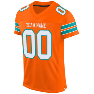 Custom Orange White-Aqua Mesh Authentic Football Jersey - Fcustom