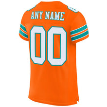 Load image into Gallery viewer, Custom Orange White-Aqua Mesh Authentic Football Jersey - Fcustom
