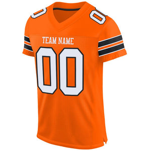 Custom Orange White-Black Mesh Authentic Football Jersey - Fcustom