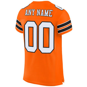 Custom Orange White-Black Mesh Authentic Football Jersey - Fcustom