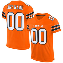 Load image into Gallery viewer, Custom Orange White-Black Mesh Authentic Football Jersey - Fcustom
