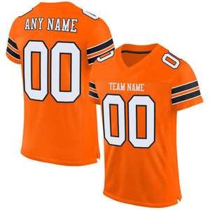 Custom Orange White-Black Mesh Authentic Football Jersey - Fcustom