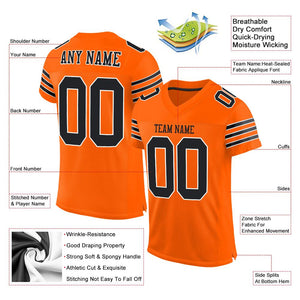 Custom Orange Black-White Mesh Authentic Football Jersey - Fcustom