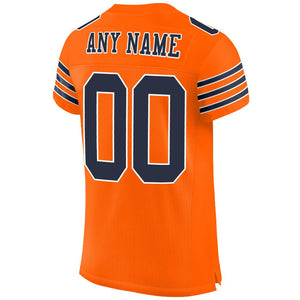 Custom Orange Navy-White Mesh Authentic Football Jersey - Fcustom