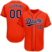 Load image into Gallery viewer, Custom Orange Navy-White Authentic Baseball Jersey
