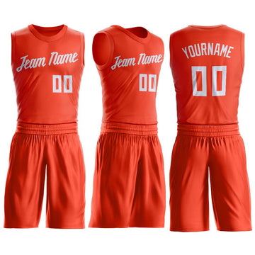 Custom Orange White Round Neck Suit Basketball Jersey - Fcustom