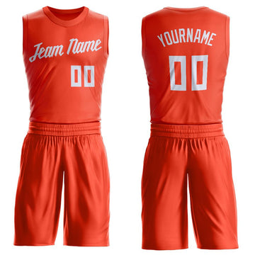 Custom Orange White Round Neck Suit Basketball Jersey - Fcustom