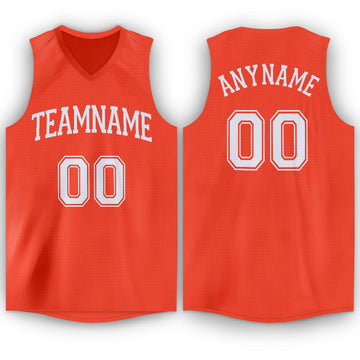 Custom Orange White V-Neck Basketball Jersey - Fcustom
